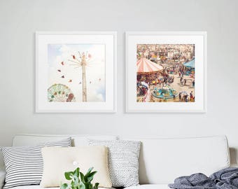 Nostalgic Boardwalk Carnival // Set of Two Prints // Carnival Photography // Theme Park Prints // Kids Room Decor // Kids Room Art // Prints