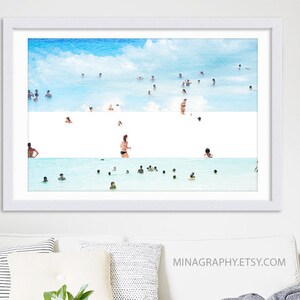 Colagem de fotografia de praia // Fotografia grande de praia // Impressão artística de parede grande // Arte náutica de parede azul marinho // Los Angeles // &quot;Pessoas da praia&quot;
