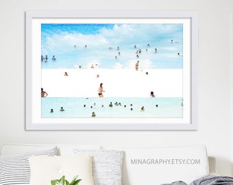 Beach Photography Collage // Large Beach Photography // Large Wall Art Print // Navy Blue Nautical Wall Art // Los Angeles // "Beach People"