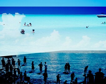 Abstract Art Photography // "The World Below" // Beach Photography // Dark Blue Navy Print // Beach People California // Beach Collage IV