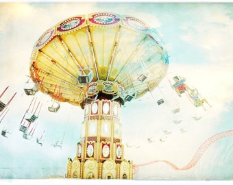 Ride The Sky Carnival Fine Art Print // Large Boardwalk Photography // Brooklyn NY // Kids Room Wall Art Print  // Theme Park Print