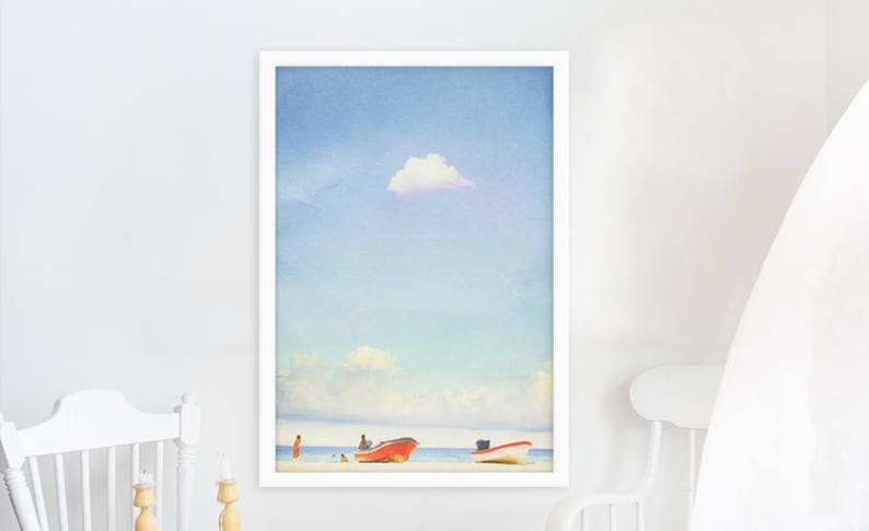 Minimalist Beach Photography // Pastel Beach Print // Mexico Beach Photography // Turquoise Teal // Ocean Photography Playa del Carmen image 4