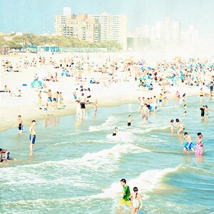 Oversize Art Large Beach Photography Diptych // Set of TWO Beach Prints // Large Scale Art for a modern home // Coney Island Peeps Dips image 2
