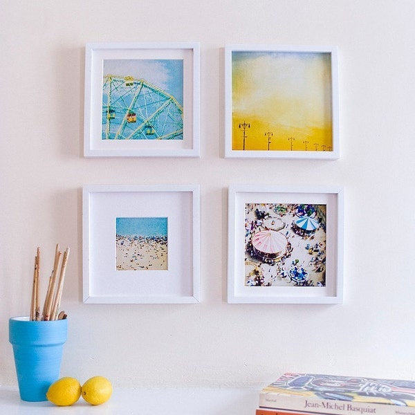 Set of 4 Coney Island Prints, Instant Collection, Carnival Photography, Fits Ikea Ribba Frames, Tiny Art Collection 5x5"