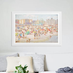 Colorful Beach Photography // Beach Photography // Coney Island Beach Brooklyn // Beach People Print // Oceanside New York Peeps Dips 3 image 3