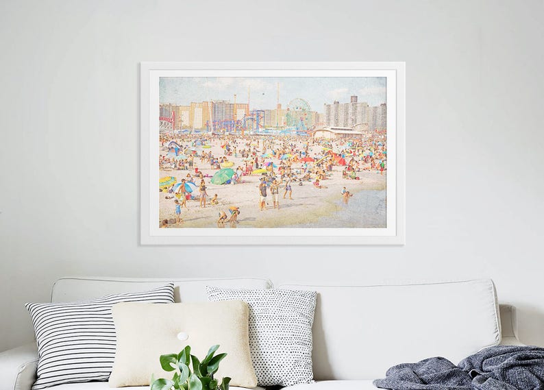 Colorful Beach Photography // Beach Photography // Coney Island Beach Brooklyn // Beach People Print // Oceanside New York Peeps Dips 3 image 3