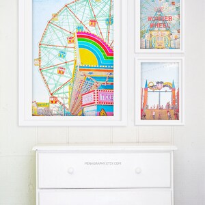 Oversize Art Wonder Wheel Coney Island Brooklyn // Ferris Wheel Photography // Carnival Photography // Coney Island  &quot;Thrills&quot;