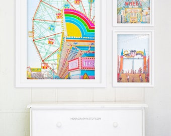 Oversize Art Wonder Wheel Coney Island Brooklyn // Ferris Wheel Photography // Carnival Photography // Coney Island  "Thrills"