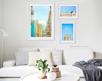 San Franciso Print // California Dreamin' // Colorful Fine Art Print // San Francisco Art for a Modern Home // Turquoise & Yellow - SF Tops