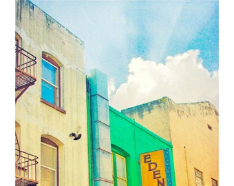 San Franciso Photography, Eden, Urban, City Street, Blue, Teal Green Sky, Clouds - California Dreamin' - SF Tops 8x10