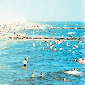 Oversize Art Large Beach Photography Diptych // Set of TWO Beach Prints // Large Scale Art for a modern home // Coney Island Peeps Dips image 3