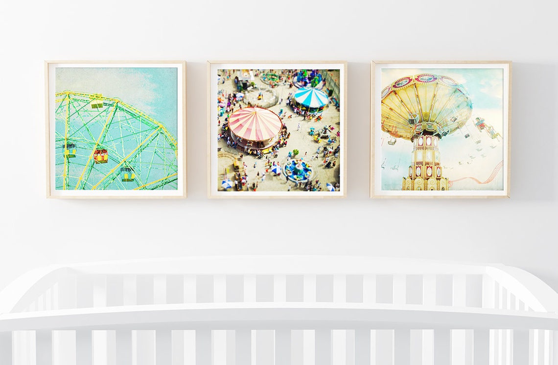 Modern Nursery Wall Art // Set of 3 Fine Art Prints for Kids Etsy