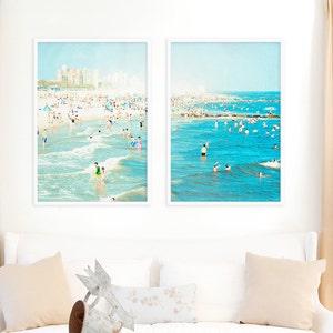 Oversize Art Large Beach Photography Diptych // Set of TWO Beach Prints // Large Scale Art for a modern home // Coney Island Peeps Dips image 4