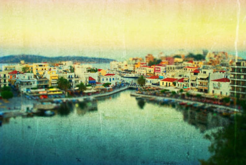 Greek Ocean Village // Oversize Wall Art // Extra Large Photography Print // Greece Fishing Village Island of Crete // Travel Photography image 2