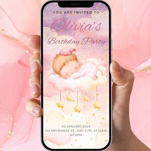 Invito Festa Compleanno Rosa Tenero. 100% personalizzabile.