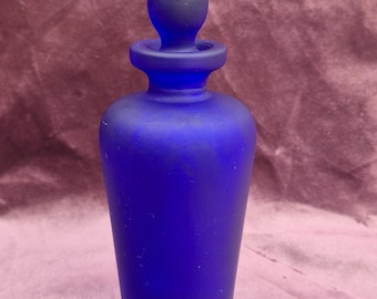 Antique cobalt  blue glass bottle witch stopper