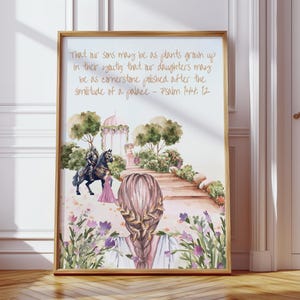 Hermoso arte de pared cristiano, decoración de fe y familia, impresión de las Escrituras de estilo cottagecore, arte bíblico inspirador, linda decoración del hogar, decoración estética