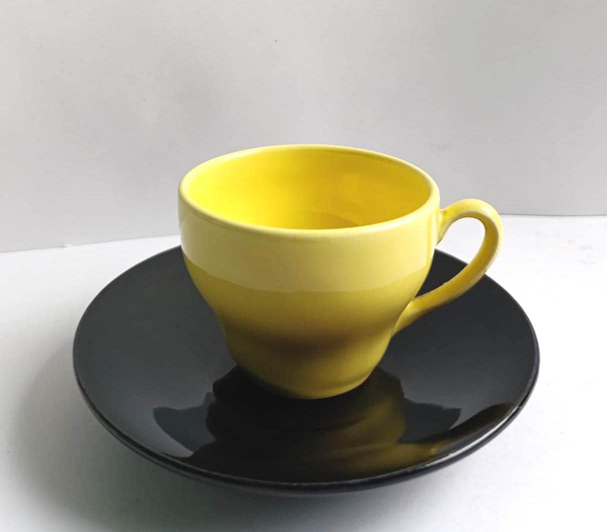 Mid Century Modern Coffee Set 2 Black Yellow, Ditmar Urbach