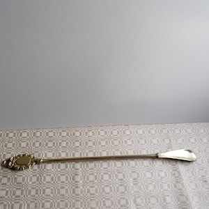 Antique, long ( 20 in), durable brass Shoe Horn - Authentic Italian Design from Early 1940s.One of a Kind Brass Shoe Horn -Charming Relic.
