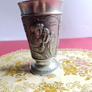 Antique Pewter Goblet from Germany Featuring REMBRANDT and Venus D,Amour Artwork. Unique Goblet, Collectors Piece.