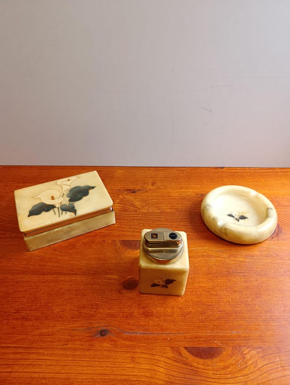 cigarette lighter and ashtray set CigarClub Gift Set: Torch + Porcelain  this cigar ashtray set makes a thoughtful gift for cigar enthusiasts 3.35 in.H X 8.78 in.W