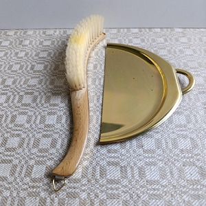 Vintage Brass Cleaning Set with Character -AUSTRIAN Mid-century Design.Retro Brass Hooks, Dustpan and Brush set.1970s