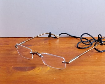 Vintage ALAIN MIKLI A 0114 Frameless Glasses/ Hand Made in Japan/Rare Collectors Designer Eyewear/ Minimalist Bronze & Tortoise Shell Detail