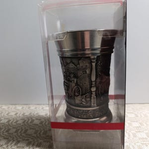 Vintage German Gegossen Zinn 95% Relief Images Bar Scene,Tin Anniversary,21st Birthday Gift. Rustic motif.
