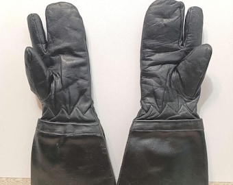 Original German Army Leather Gloves - Grey - Genuine Military