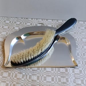 Charming Food Grade Steel Table Broom and Dustpan Set -1980s W Germany Vintage.Retro table Sweeping Set -Retro steel Brush and Dustpan.