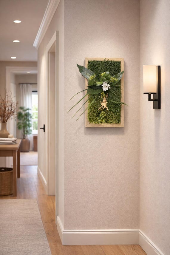 Cadre végétal stabilisé fait main – Décoration murale naturelle – Pièce unique – Horizontal ou vertical