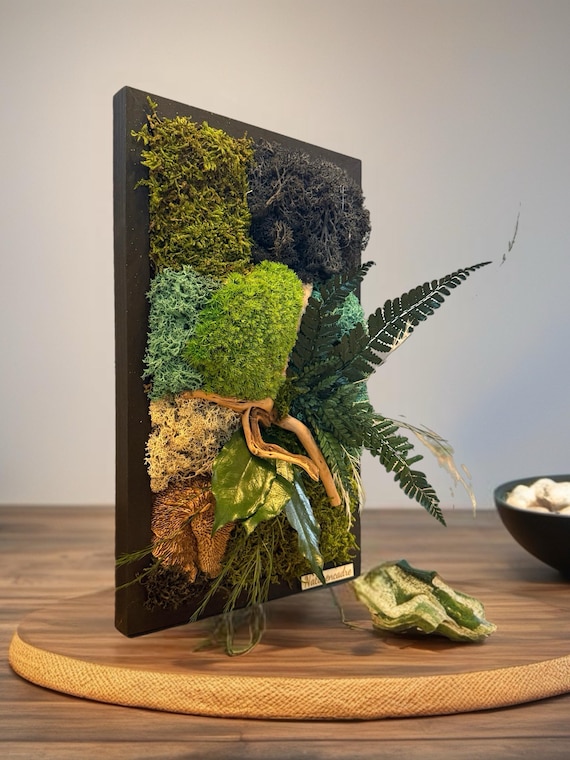 Cadre végétal stabilisé vertical– Décoration murale naturelle sans entretien