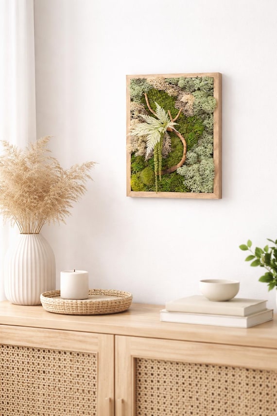 Tableau végétal mousse  stabilisée 100% naturel- Déco d'intérieur - Pièce unique- Fait main