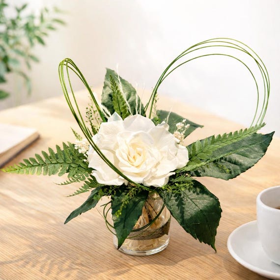 Centre de table végétal stabilisé- Décoration naturelle avec feuillage stabilisé haut de gamme- Composition florale design- Pièce unique