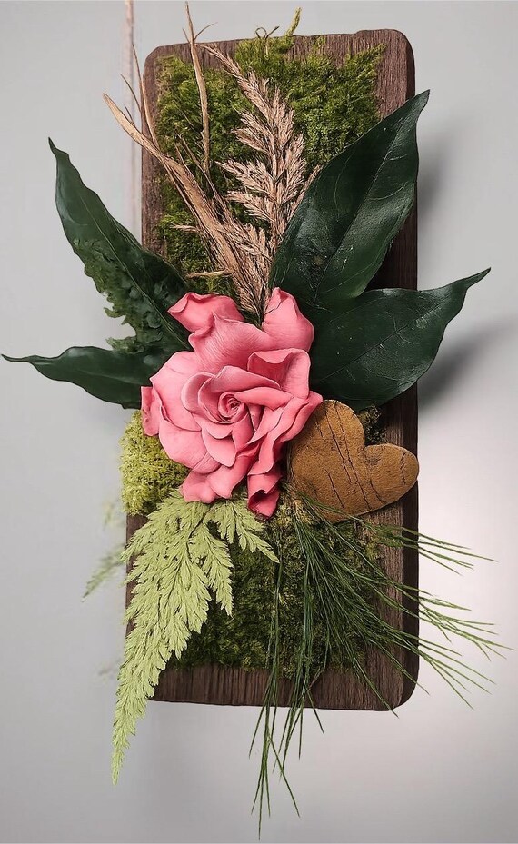 Cadre végétal stabilisé naturel – Décoration murale ou centre de table – Fleur stabilisée – Création artisanale