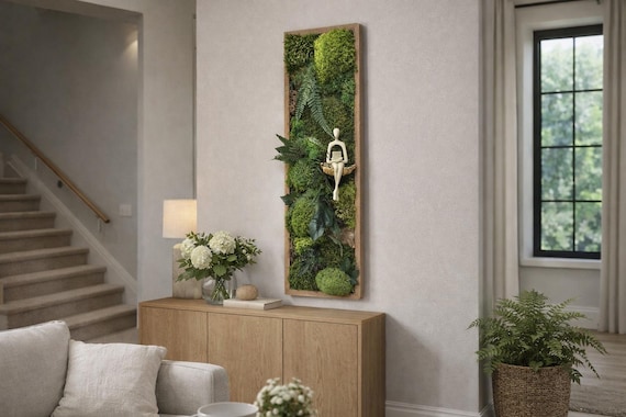 Cadre végétal stabilisé mural- Décoration naturelle zen- Art végétal fait main- Cadeau déco original- Lecture & sérénité