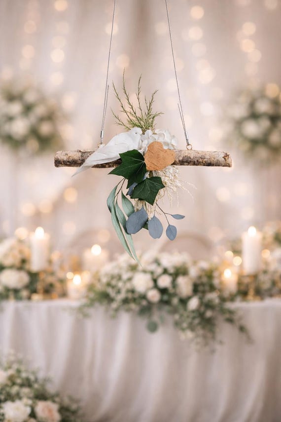 Suspension végétale bohème – Décoration de mariage naturelle et poétique