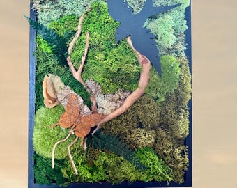 Tableau végétal stabilisé 100% naturel « apaisement et bien-être intérieur »- Décoration d'intérieur zen et poétique- Pièce unique