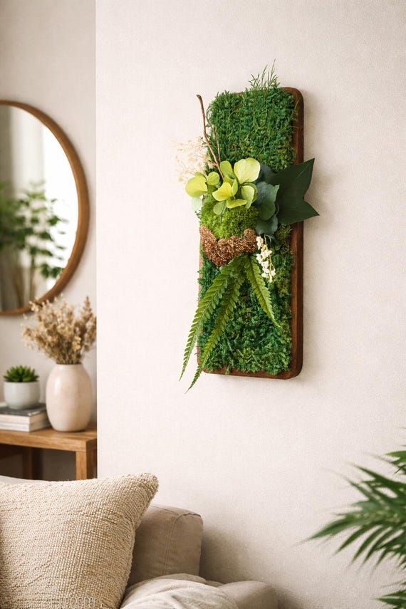 Cadre végétal stabilisé – Vertical ou centre de table – Eucalyptus, gypsophile et hortensia vert