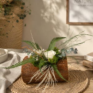 Vaso con rose bianche stabilizzate - Elegante decorazione naturale - Senza manutenzione