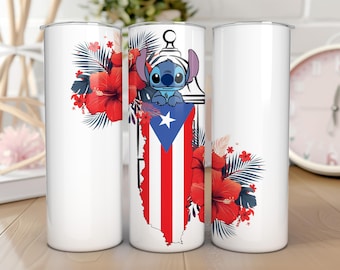 Puerto Rico Flag Stitch Tumbler Design | 20oz Skinny Tumbler | Digital Download