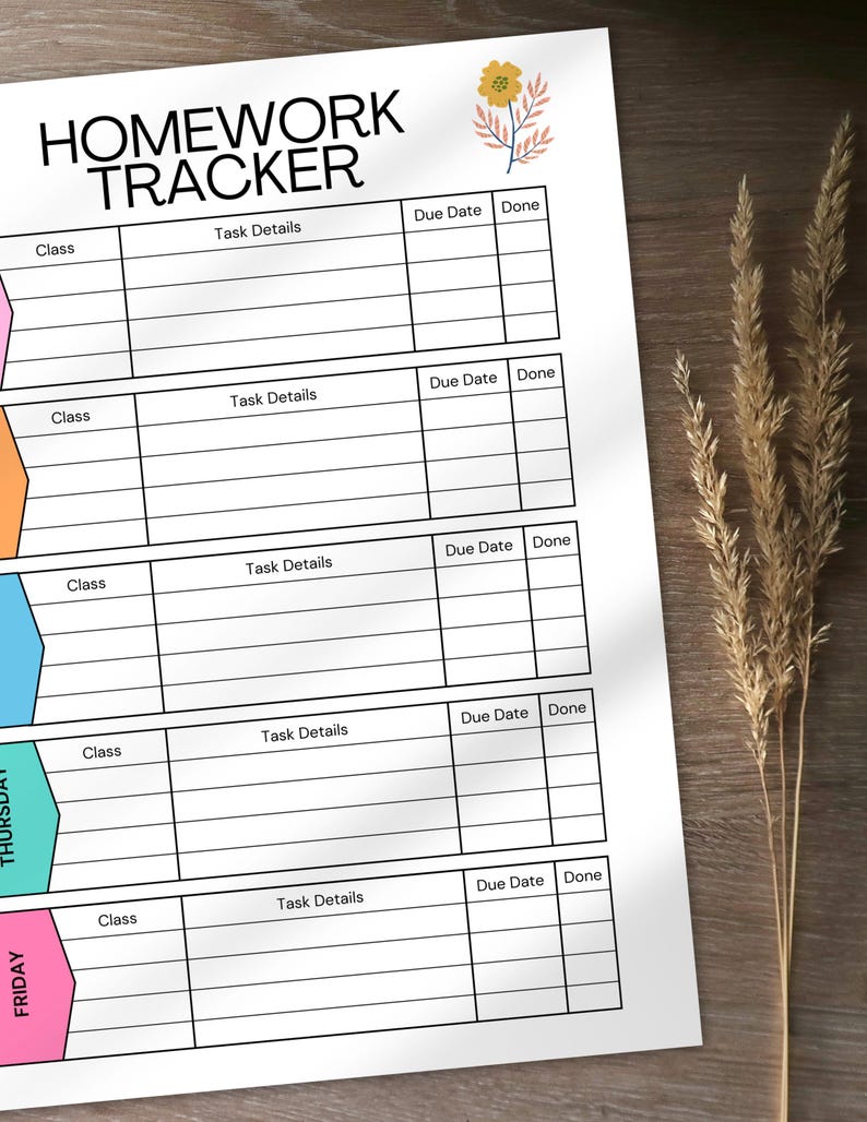 Homework Tracker - PRINTABLE Journal Page - Student Journal - Student ...