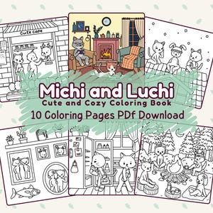 Cozy Coloring Pages, Coloring Pages Animals, Kawaii Coloring Pages, Adult Coloring Book, Coloring Sheets, Printable PDF, Stress Relief