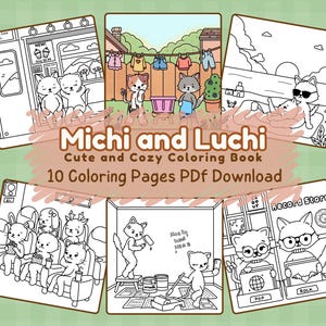 Cozy Coloring Pages, Coloring Pages Animals, Kawaii Coloring Pages, Adult Coloring Book, Coloring Sheets, Printable PDF, Stress Relief