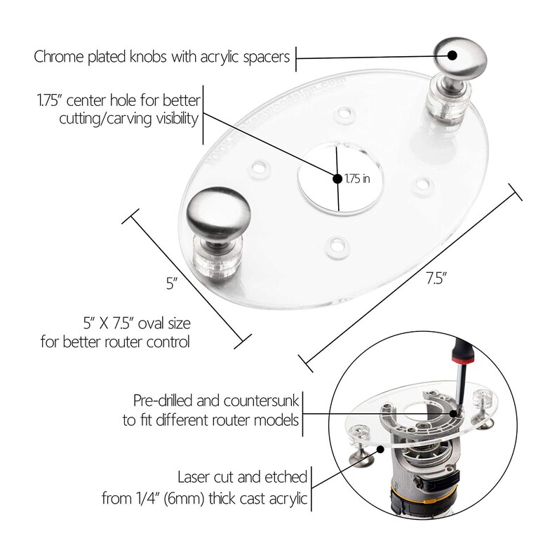Dewalt DWP611 Palm Router Acrylic Base Plate Etsy