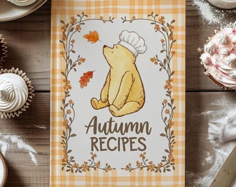 Personalized Recipe Book for Autumn, Winnie the Pooh Plaid Fall Recipe Journal,  Recipe Keepsake, Custom Recipe Book for Bakers