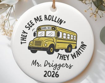 School Bus Ornament, Custom School Bus Driver Gift, Personalized Ornament for Bus Driver, Funny 2026 Bus Ornament with Gift Box