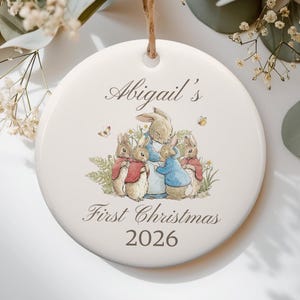 Peter Rabbit Baby's First Christmas Ornament, Personalized Ornament with Beatrix Potter, Custom Ornament with Free Gift Box
