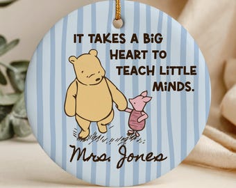 Teacher Quote Ornament, Winnie the Pooh Custom Teacher Thank You Ornament, Teacher Appreciation Gift with Gift Box, Gift from Student