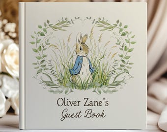 Personalized Peter Rabbit Guest Book for Baby Shower, Polaroid Guest Book Alternative with Custom Baby Name, Gender Neutral Beatrix Potter